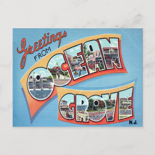 Ocean Grove New Jersey Grove Letter Postcard Postkarte (Vorderseite)