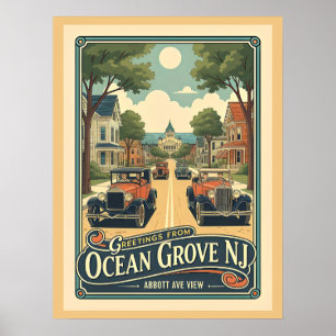 Ocean Grove NJ Abbott Ave Ansicht im Vintage-Stil Poster