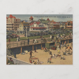 Ocean Grove NJ Ocean Ave, Südende 1940er Jahre Vin Postkarte