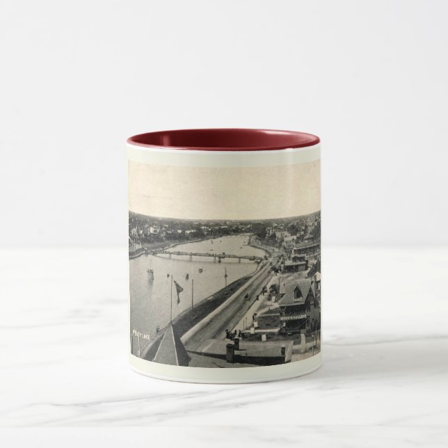 Ocean Grove NJ, Panorama, Vintag Style Tasse (Zentrum)