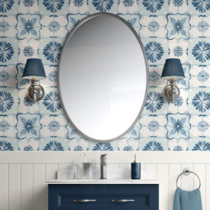Ocean Harmony Tiles - Weich Aquamarin, weiß - Küst Tapete