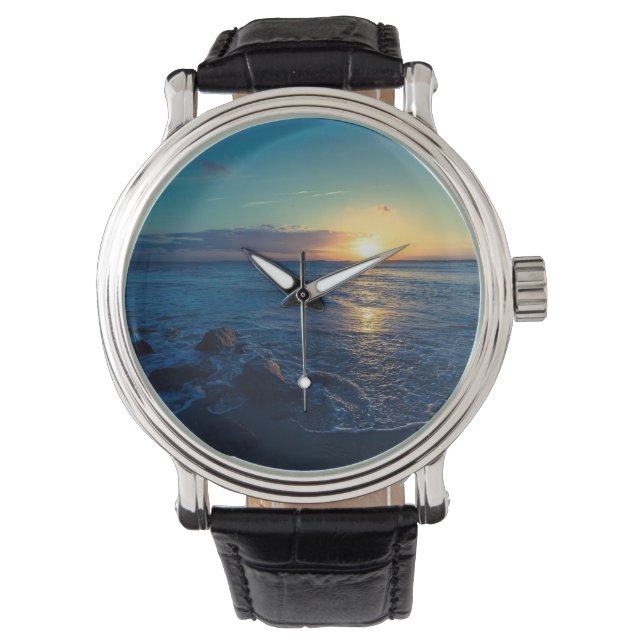 Ocean Horizon Sunset Armbanduhr (Vorderseite)