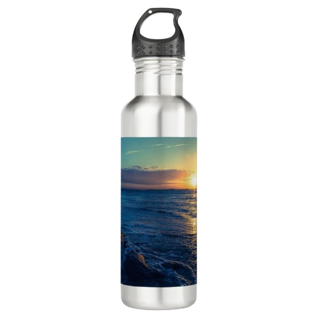 Ocean Horizon Sunset Edelstahlflasche (Vorderseite)