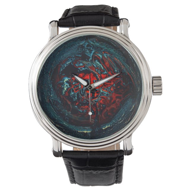 Ocean Inferno Rotes Glow Armbanduhr (Vorderseite)