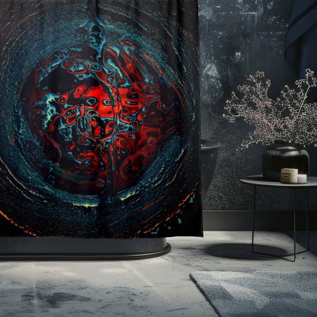 Ocean Inferno Rotes Glow Duschvorhang (Von Creator hochgeladen)