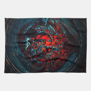 Ocean Inferno Rotes Glow Geschirrtuch
