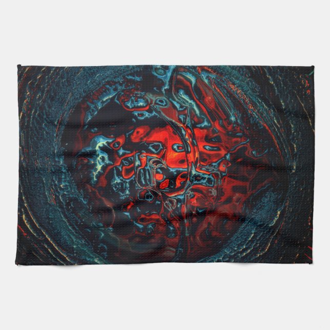 Ocean Inferno Rotes Glow Geschirrtuch (Horizontal)