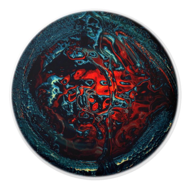 Ocean Inferno Rotes Glow Keramikknauf (Vorderseite)