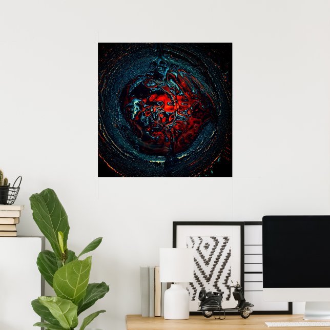 Ocean Inferno Rotes Glow Poster (Heimbüro)