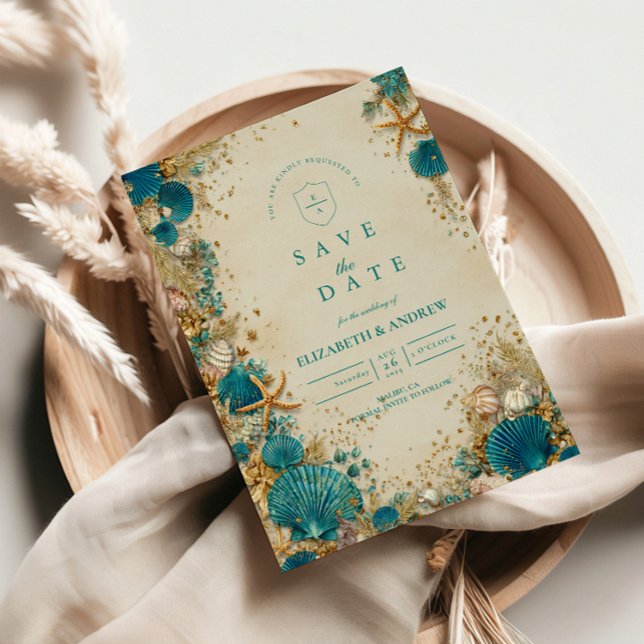 Ocean Inspired Seashell Wedding Save The Date (Von Creator hochgeladen)