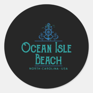Ocean Isle Beach North Carolina Nautisches Design Runder Aufkleber