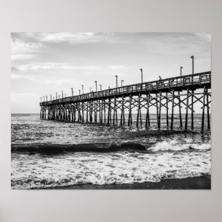 Ocean Isle Fishing Pier Schwarz-Weiß Poster