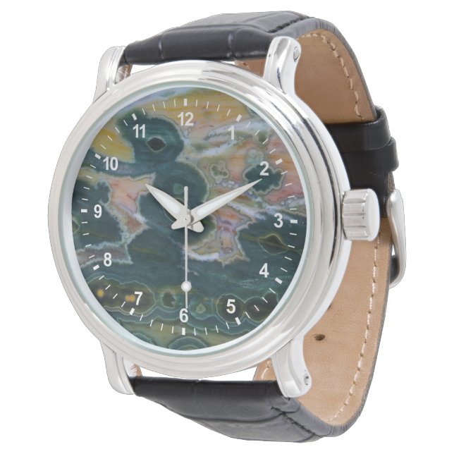 Ocean Jasper Slab Armbanduhr (Schrägansicht)