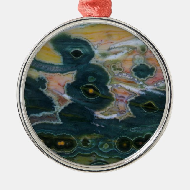 Ocean Jasper Slab Ornament Aus Metall (Vorne)