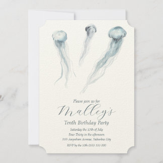 Ocean Jellyfish Age Number Birthday Einladung