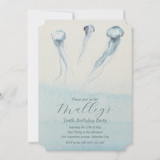 Ocean Jellyfish Age Number Birthday Einladung