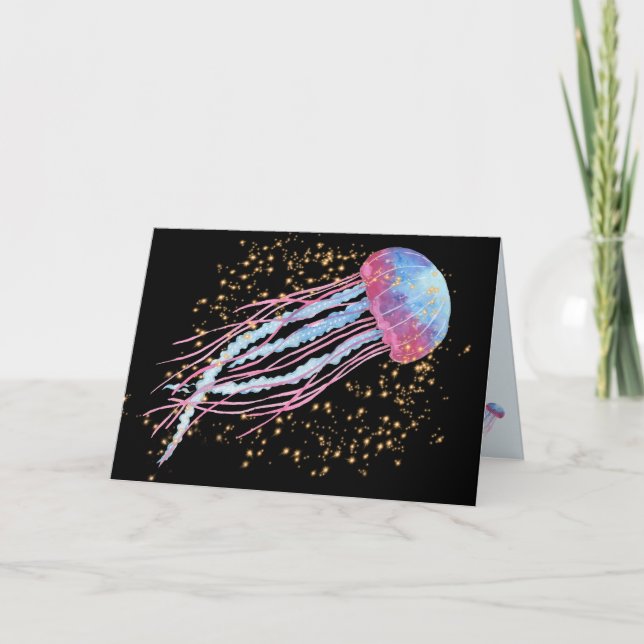 Ocean Jellyfish Sparkle Geburtstag Karte (Vorderseite)