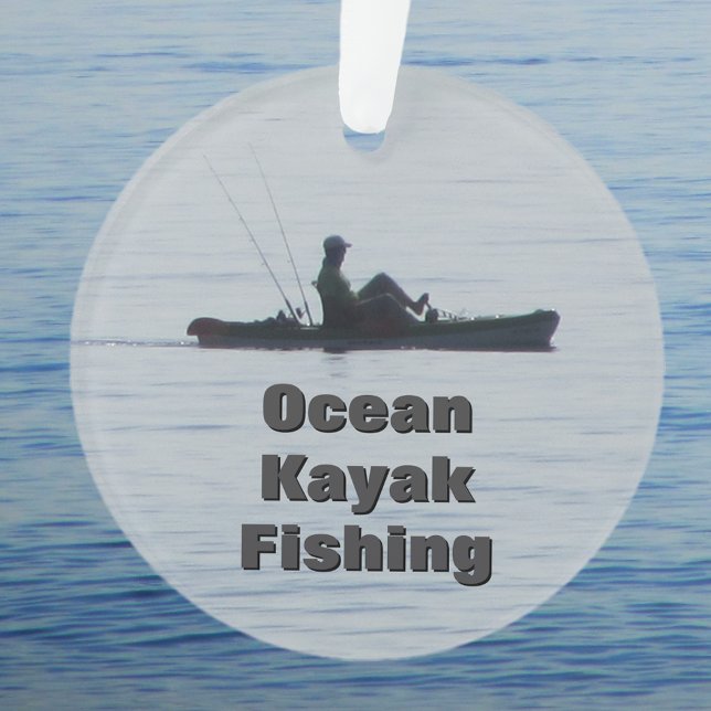 Ocean Kayak Fishing Black Silhouette Kayaking Blue Ornament (Von Creator hochgeladen)