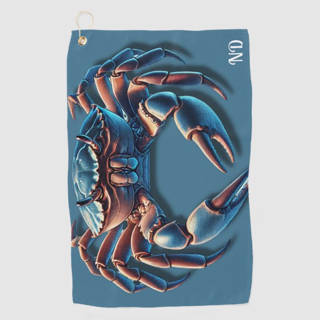 Ocean King Crab Initialen Golfhandtuch (Vorderseite)