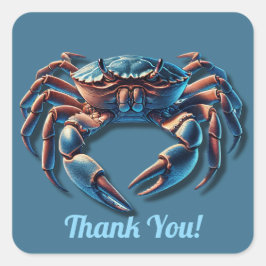 Ocean King Crab Vielen Dank Quadratischer Aufkleber