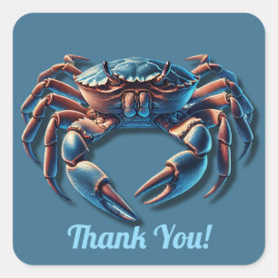 Ocean King Crab Vielen Dank Quadratischer Aufkleber