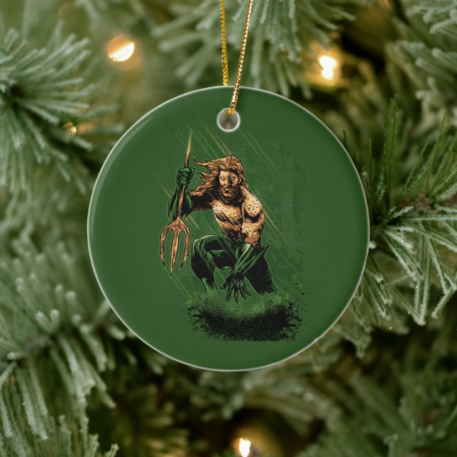 Ocean King Trident Warrior Dynamic Comic Art Keramik Ornament (Baum)