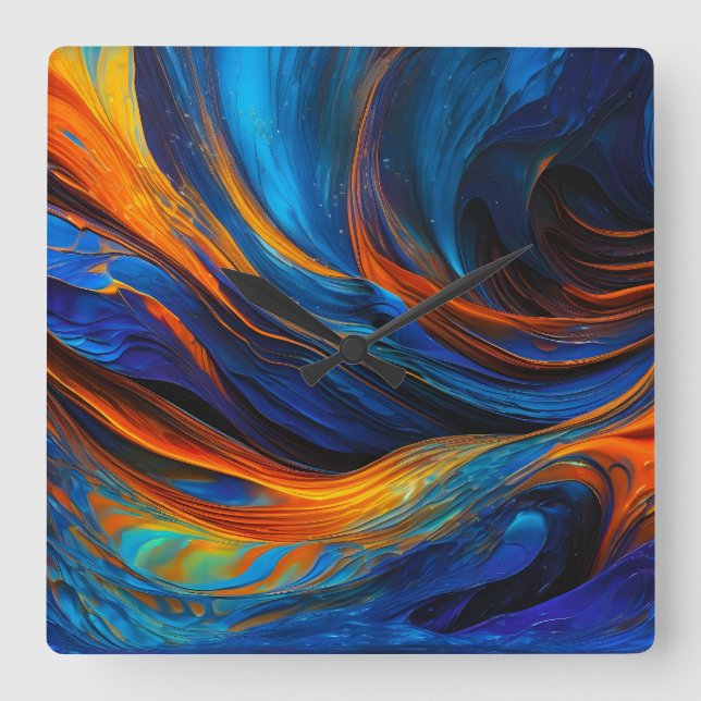 Ocean Lava "Astralswirl" Quadratische Wanduhr (Vorderseite)