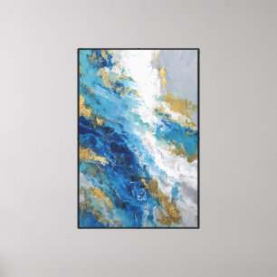 Ocean-Legierung: Blaue und goldene Abstraktion Leinwanddruck