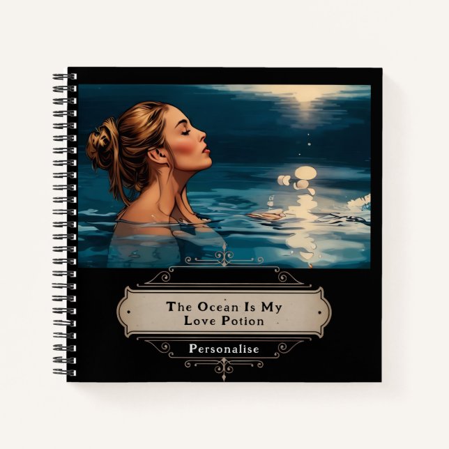 Ocean Liebe Zitat Sea Moon Black Journal Notizbuch (Vorderseite)