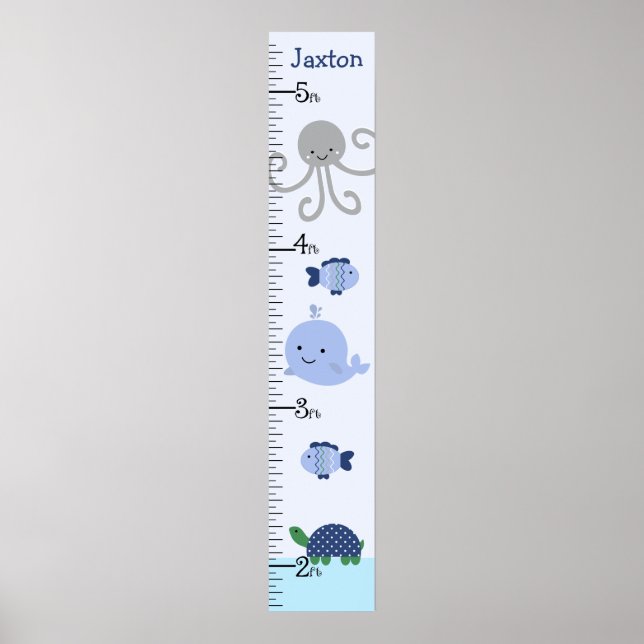 Ocean Life Blue Whale Growth Chart Behielt auf 8x4 Poster (Vorne)
