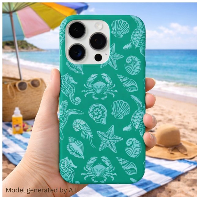 Ocean Life Pattern - Sea Ästhetik iPhone 16 Pro Hülle (Von Creator hochgeladen)