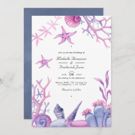 Ocean Life QR Code RSVP Nautical Wedding Einladung