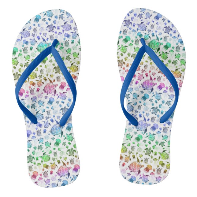 Ocean Life Rainbow Wasserfarbmuster Flip Flops (Fußbett)