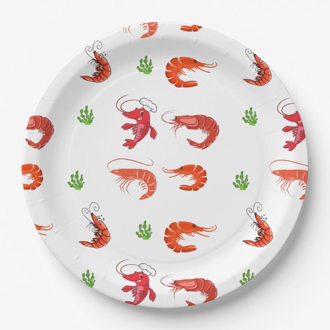 Ocean Life Red Shrimp Pappteller (Vorderseite)