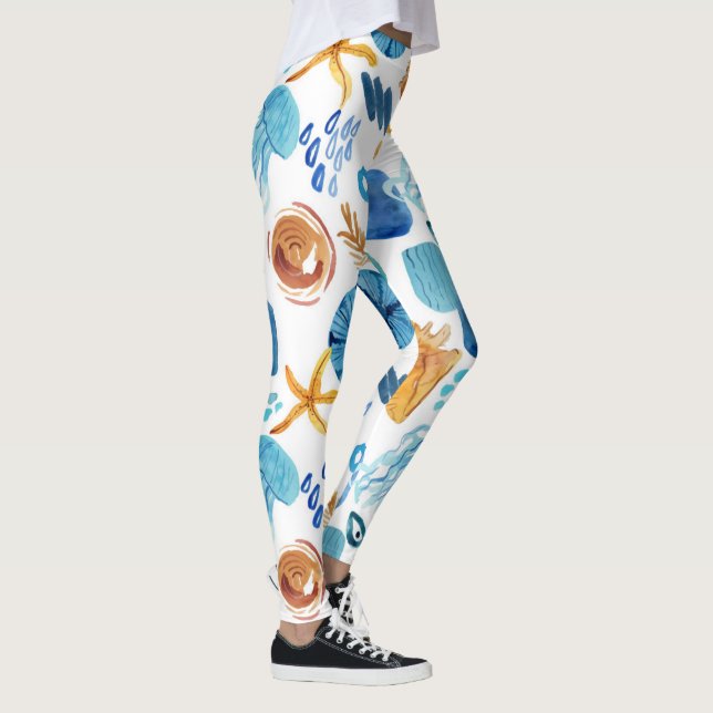Ocean Life Seamless Pattern Leggings (Droite)