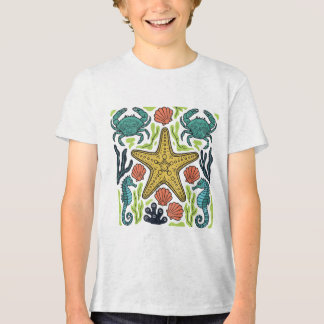 Ocean Life Symphony – Starfish, Seahorses & Crabs Tri-Blend Shirt