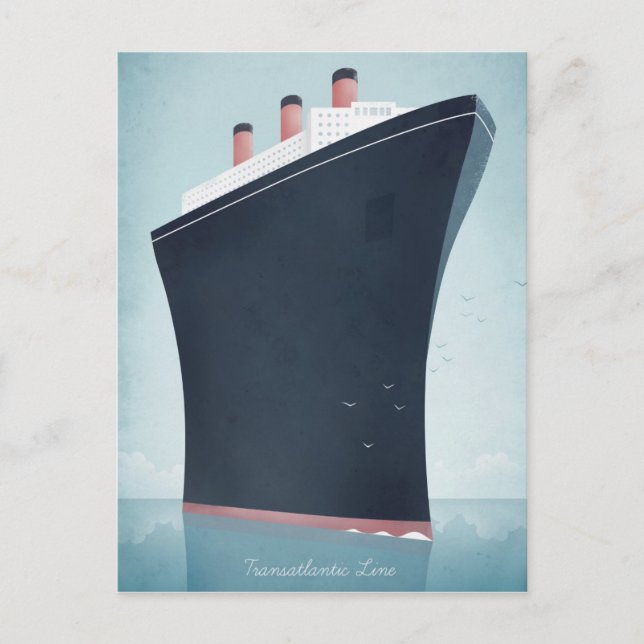 Ocean Liner Vintage Reiseplakat - Art Postkarte (Vorderseite)