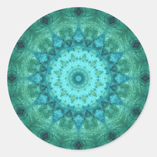 Ocean Medallion Kaleidoskop Runder Aufkleber (Vorderseite)