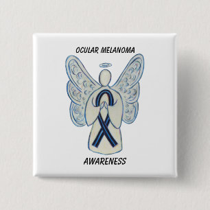 Ocean Melanoma Awareness Ribbon Angel Custom Butto Button