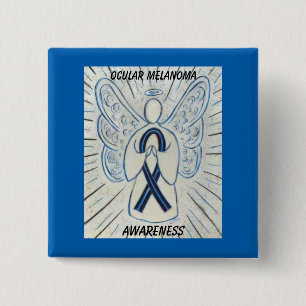 Ocean Melanoma Awareness Ribbon Angel Custom Butto Button
