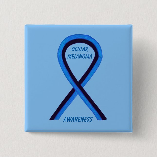 Ocean Melanoma Awareness Ribbon Angel Custom Butto Button (Vorderseite)