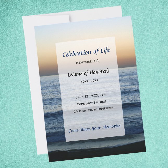 Ocean Memorial Celebration of Life invitation (Créateur téléchargé)