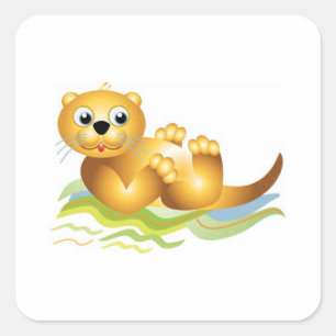 Ocean Otter Quadratischer Aufkleber