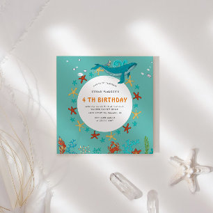 Ocean Party Bleu Et Blanc Invitation Anniversaire