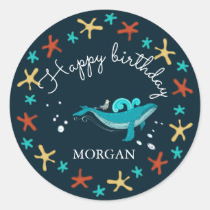 Ocean Party Joyeux Sticker Monogram Anniversaire