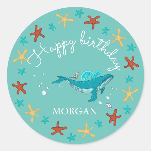 Ocean Party | Joyeux Sticker Monogram Anniversaire (Devant)