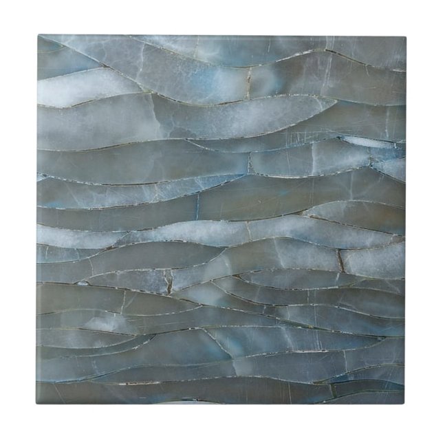 Ocean Pearl Mermaid Gemstone Marble Print Fliese (Vorderseite)