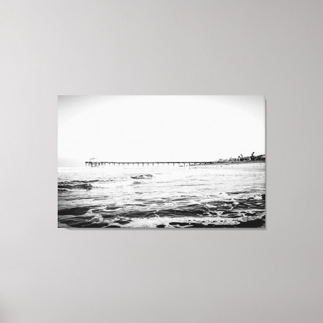 Ocean Pier Noir & Blanc, Grande toile Extra (Recto)