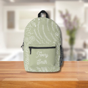 Ocean Print Backpack - HandGezeichnet Waves & Cora Bedruckter Rucksack