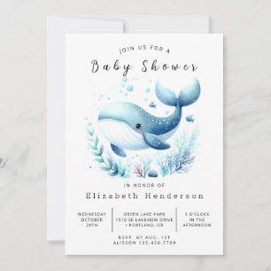 Ocean Printable Whale Baby Dusche Einladung